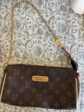 💎 Louis Monogram Brown Leather Chain Shoulder Bag